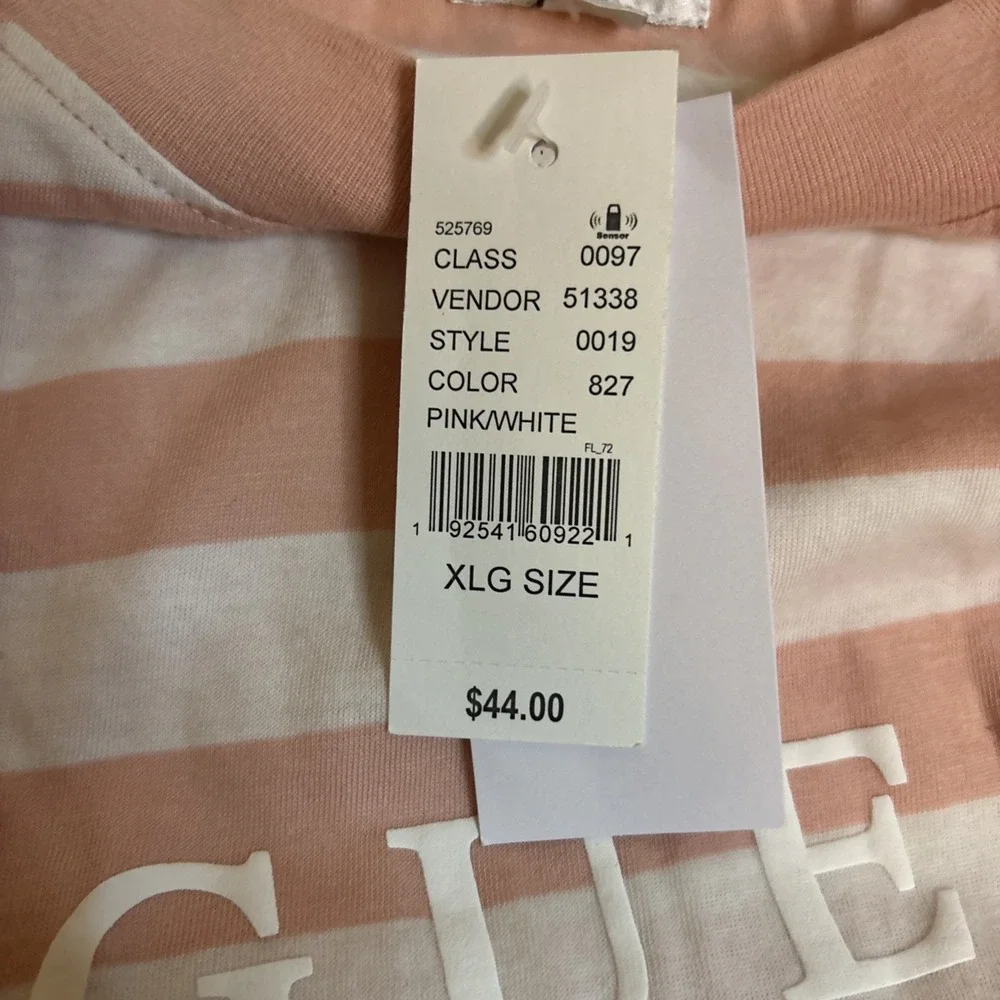 VTG NEW** Guess Los Angeles Mens Pink White Stripe Short‎ Sleeve TShirt Size xL - Picture 3 of 5